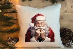 Watercolor Peeking Santa and Snowman Clipart, Christmas PNG Product Image 4