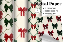 Bow Ribbon Background Bow Digital Paper Pattern Wallpaper_2 Product Image 1