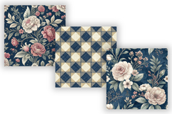 Midnight Toile Digital Paper Pack, Vintage Floral Toile Product Image 4