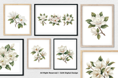 15 Bundle Watercolor Magnolia Floral White Flower Botanical Product Image 4