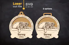 Dog Medal English bulldog SVG laser cut files for Glowforge Product Image 3