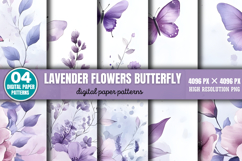 Lavender Flowers Butterfly Backgrounds PNG Product Image 1