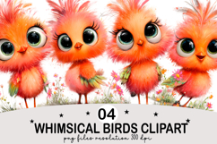 Whimsical Birds Clipart Watercolor png Product Image 1