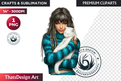 Cosy Winter Aurora Girl Clipart, Fashion Girl PNG Product Image 1