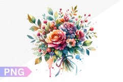 Wedding Floral Bouquet Sublimation - Clipart PNG Design Product Image 1