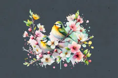 Watercolor Spring Birds Clipart PNG, Sublimation Product Image 4