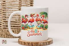 Hello Summer Flamingo PNG, Tropical Beach Sublimation Design Product Image 4