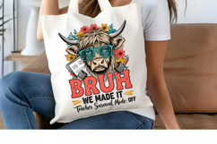 Bruh We Made It PNG, Graduation Highland Cow Sublimation Product Image 4