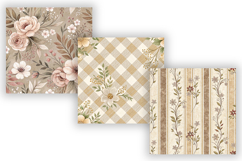 Taupe Toile Digital Paper Pack, Vintage Floral Toile Product Image 4