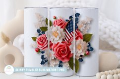 3D Patriotic Flowers Tumbler Sublimation Designs Product Image 2
