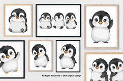15 Bundle Watercolor Baby Penguin Cute Kids Pose Ice White Product Image 4