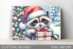 Christmas Raccoon Cutting Board. Christmas Cutting Board Product Image 1