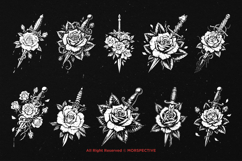 10 Bundle Dark Art Dagger Rose Knife Stab Floral Bleed Sword Product Image 6