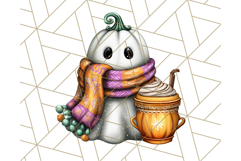 Ghost Café PNG Clipart, Cute Ghost Baristas Halloween Treats Product Image 4