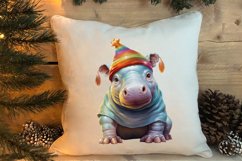 Cute Christmas Hippo Sublimation Clipart, Christmas Clipart Product Image 4