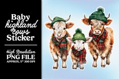 Baby Highland Cows PNG Christmas Stickers Product Image 11