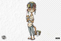 Whimsical Cat Mom With Kitten Clipart Product Image 1