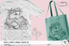 Elegant Floral Cat on Brick Wall Product Image 4