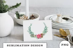 Watercolor Christmas Floral Wreath png Product Image 4