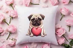 Cute Pug Puppy Valentine Clipart, Valentines Clipart Product Image 4
