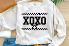 Black &amp; White Checkered Valentine Sublimation | XOXO Bow Product Image 1