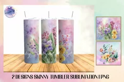 Watercolor Flower 20 OZ Tumbler Sublimation Design PNG Product Image 1