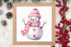 Cute Pink Christmas Snowman Sublimation Clipart Product Image 4