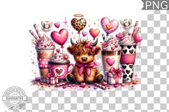 Valentine&#039;s Day Highland Cow - Valentine Clipart Sublimation Product Image 1