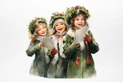 Vintage Floral Christmas Clipart PNG Product Image 4