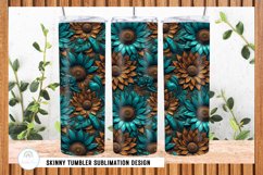 Tooled Leather Flowers Tumbler Sublimation PNG Product Image 4