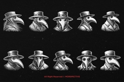 10 Bundle Dark Art Plague Doctor Plague Creepy Mask Tattoo Product Image 6