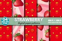Strawberry Digital Paper Background Bundle PNG Product Image 5