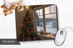 Cozy Holiday Corner with Christmas Tree and Snowy Mouse Pad Product Image 1