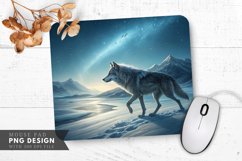 Moonlit Wolf on a Frozen Tundra Mouse Pad PNG Design Product Image 1