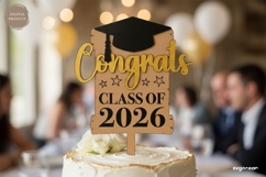 Graduation Cake Topper Laser Cut | Glowforge | SVG Product Image 1