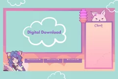 Kawaii Twitch Overlays with Kitsune Girl Product Image 5