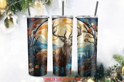 Raindeer Stained Glass Tumbler Wrap Sublimation Designs Product Image 4