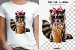 Raccoon iced coffee png design for T-shirts Product Image 4