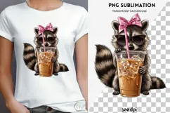 Raccoon iced coffee png design for T-shirts Product Image 4