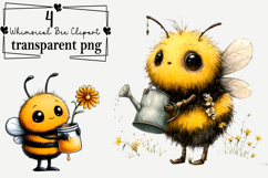 Whimsical Bee PNG Clipart Watercolor PNG Product Image 1