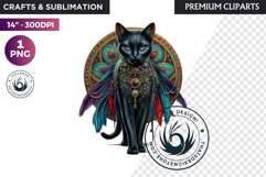 Black Cat Familiar Clipart PNG, Witch Cat, Mystical Animal Product Image 1