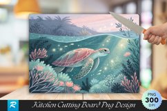 Underwater Turtle Glow Cutting Board PNG Product Image 1