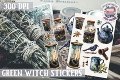Witch sticker Sheet Green Magic Props Wicca Halloween Product Image 1