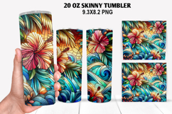 Flowers Skinny Tumbler 20oz Wrap Design, Summer Tumble PNG Product Image 1