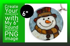 Winter Snowman Round Design 3D Stained Glass Keychan PNG Product Image 1