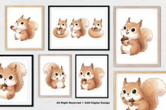 15 Bundle Watercolor Kids Squirrel Burrow Rodent Nut Small Product Image 4