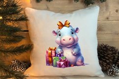 Cute Christmas Hippo Sublimation Clipart, Christmas Clipart Product Image 4
