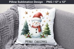 Merry Christmas - Christmas Snowman pillow Sublimation PNG Product Image 5