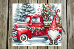 Christmas truck & gnome | Watercolor tumbler sublimation PL Product Image 4