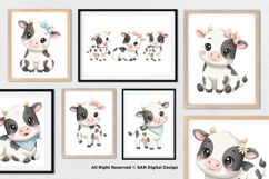 15 Bundle Watercolor Cute Cow Girl Black White Buffalo Milk Product Image 4